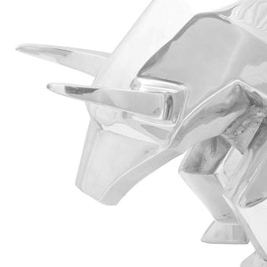 Silberne Stier Skulptur Aluminium 74cm