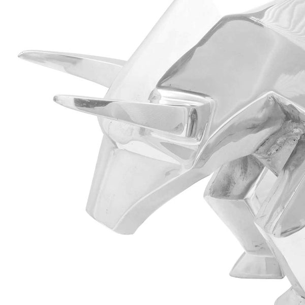 Silberne Stier Skulptur Aluminium 74cm