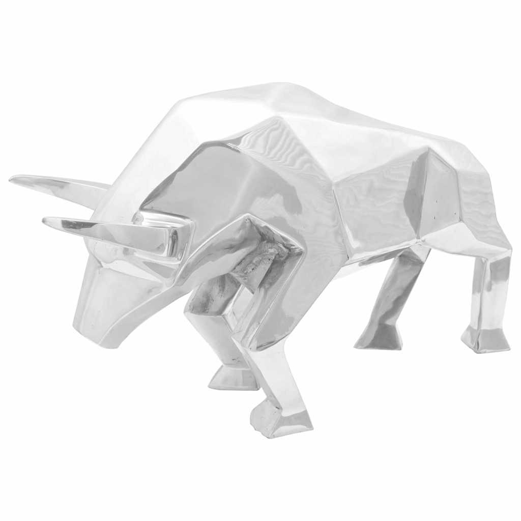 Silberne Stier Skulptur Aluminium 74cm