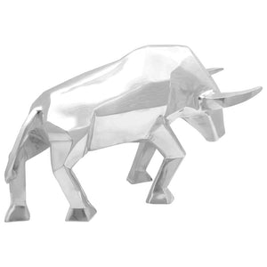 Silberne Stier Skulptur Aluminium 74cm