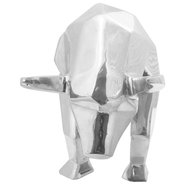 Silberne Stier Skulptur Aluminium 74cm