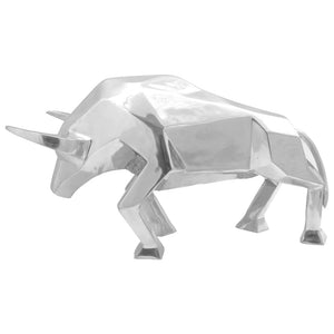 Silberne Stier Skulptur Aluminium 74cm