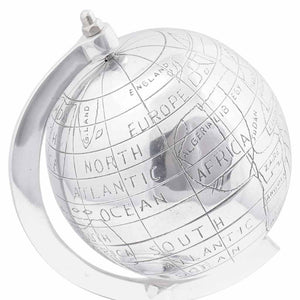 Silberne Aluminium Globus Skulptur, 26 cm