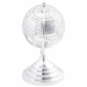 Silberne Aluminium Globus Skulptur, 26 cm