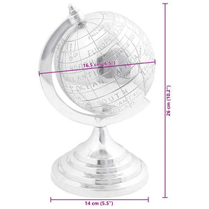 Silberne Aluminium Globus Skulptur, 26 cm