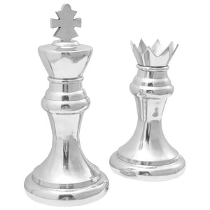 Silberne Skulpturen, 2er-Set, 42 cm