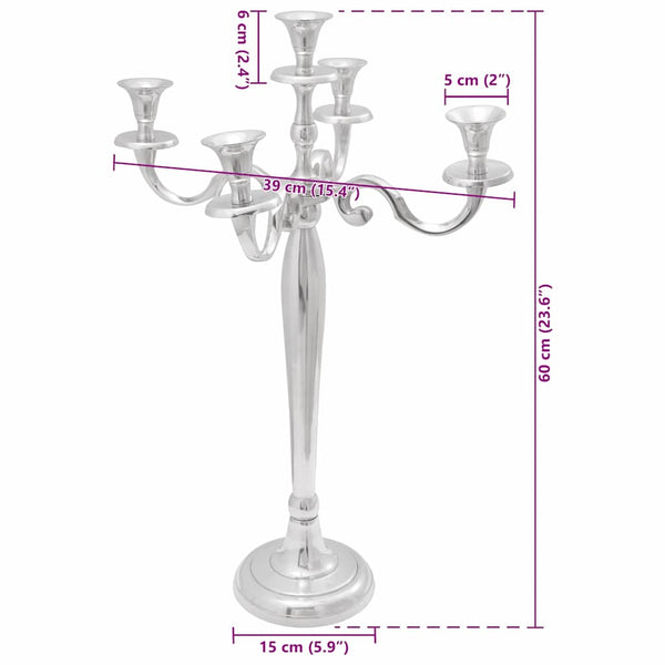 Silberner Kerzenhalter aus Aluminium 60cm