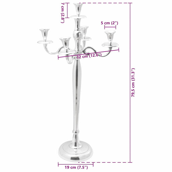 Silberner Kerzenhalter Aluminium 79,5cm