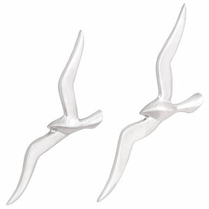 Silberne Möwen Wanddeko, 2er Set