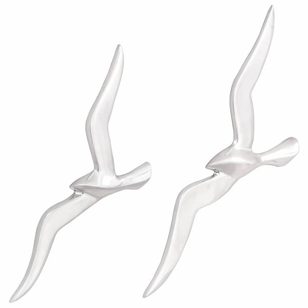 Silberne Möwen Wanddeko, 2er Set