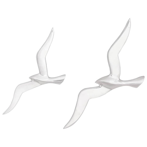 Silberne Möwen Wanddeko, 2er Set