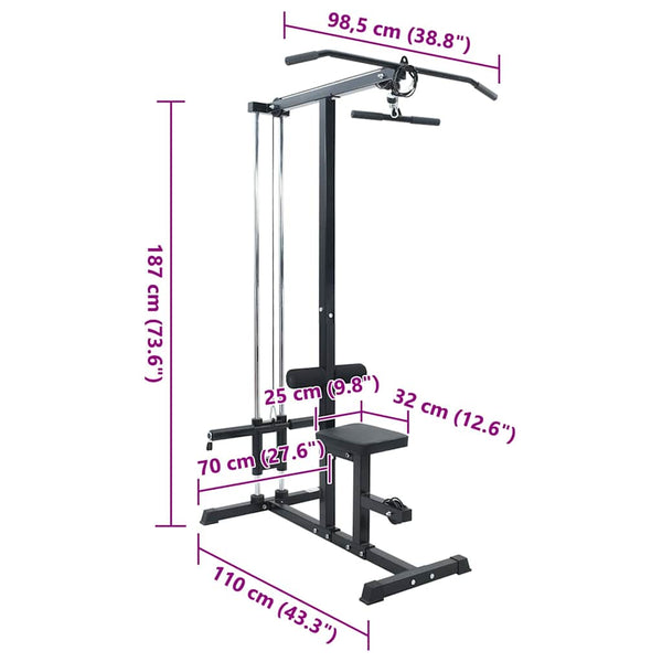 Latzugmaschine Schwarz für Heim-Fitnessstudio