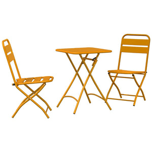 Senfgelbe Bistrogarnitur, 3-teilig, Stahl