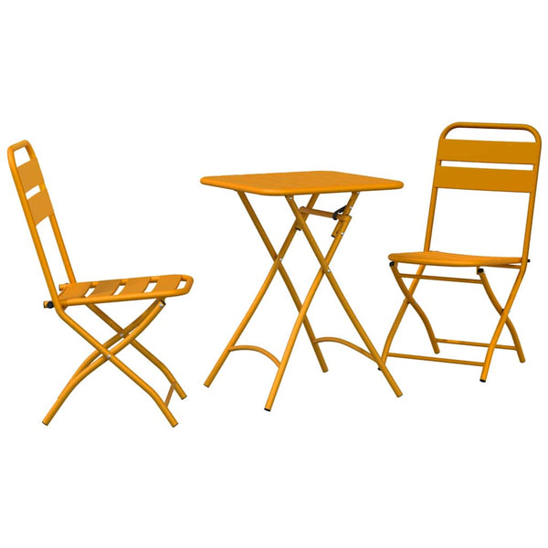 Senfgelbe Bistrogarnitur, 3-teilig, Stahl