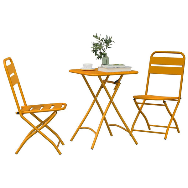 Senfgelbe Bistrogarnitur, 3-teilig, Stahl