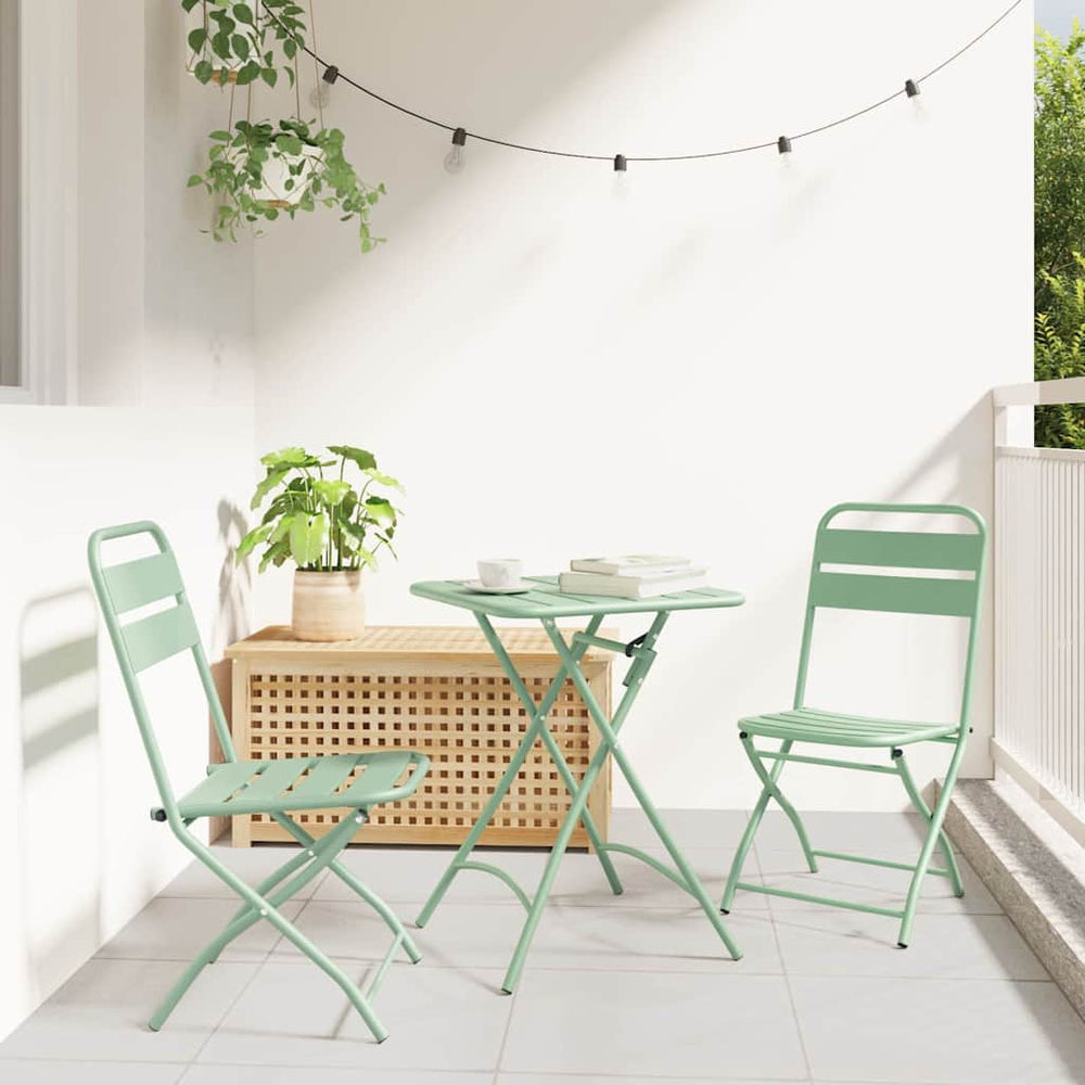 vidaXL Ensemble bistro 3 pcs acier vert