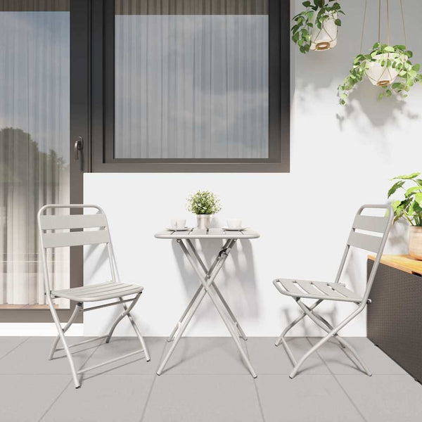Bistrogarnitur 3-teilig Beige Stahl