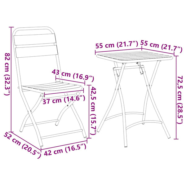 Bistrogarnitur 3-teilig Beige Stahl