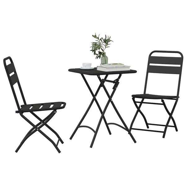 Bistrogarnitur 3-teilig Anthrazit Stahl