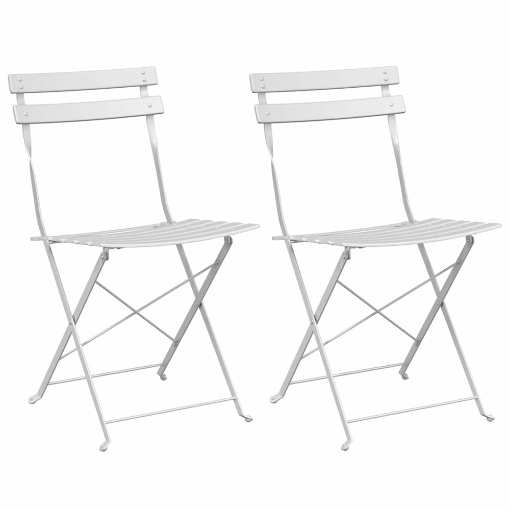 vidaXL Chaises de jardin pliantes 2 pcs Blanc 42 x 46 x 82 cm Métal