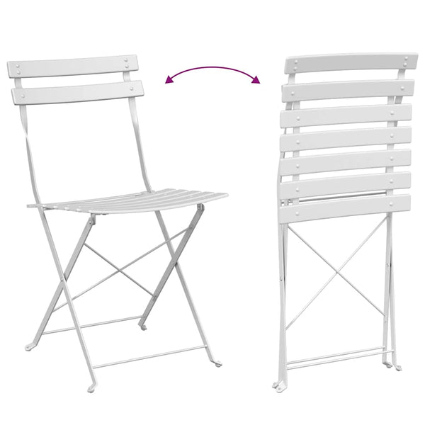 Gartenklappstuhl 2er Set Weiß Metall
