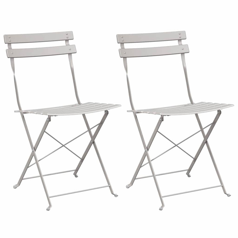 vidaXL Chaises de jardin pliantes 2 pcs Beige 42 x 46 x 82cm Métal