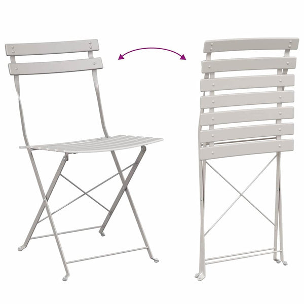 Garten Klappstühle 2er Set Beige Metall
