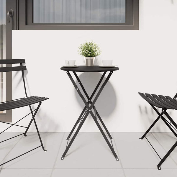 Anthrazit Bistrotisch Ø 50cm Stahl Gartentisch