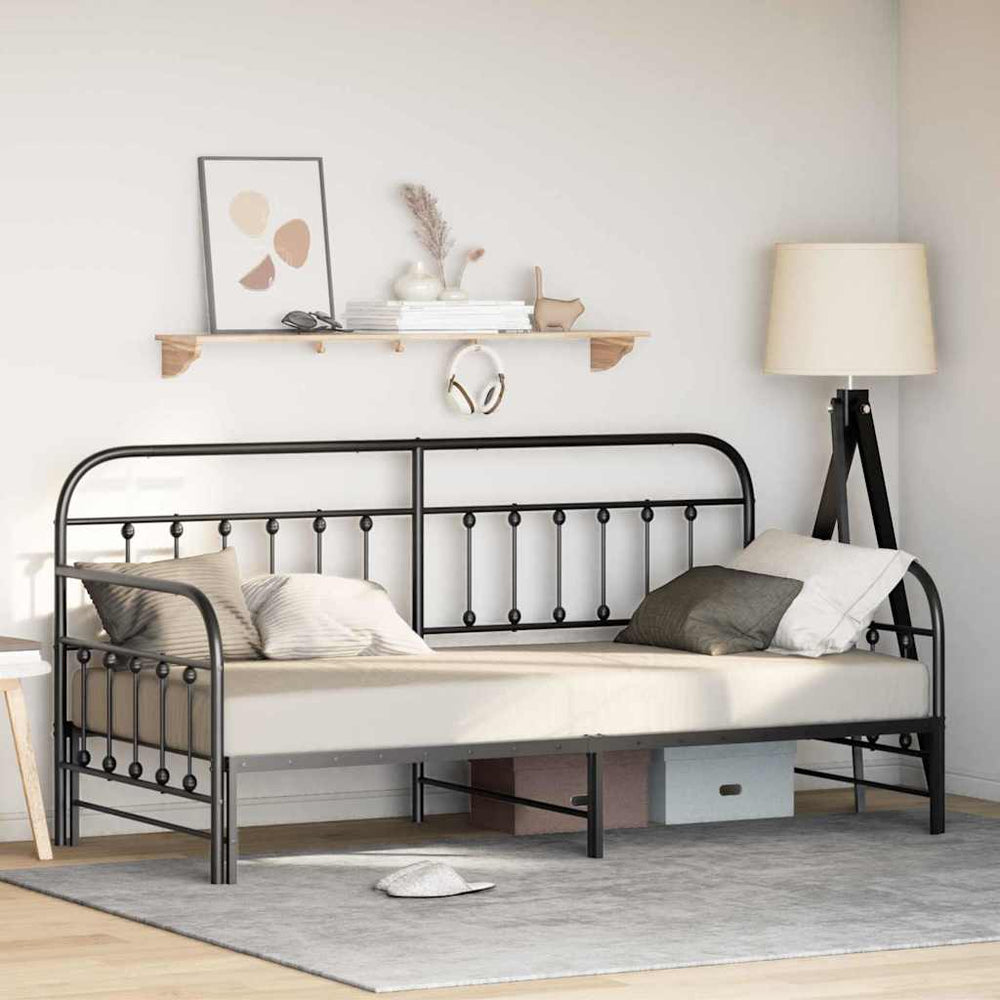 vidaXL Cadre de lit de repos noir 90 x 190 cm Acier poudré