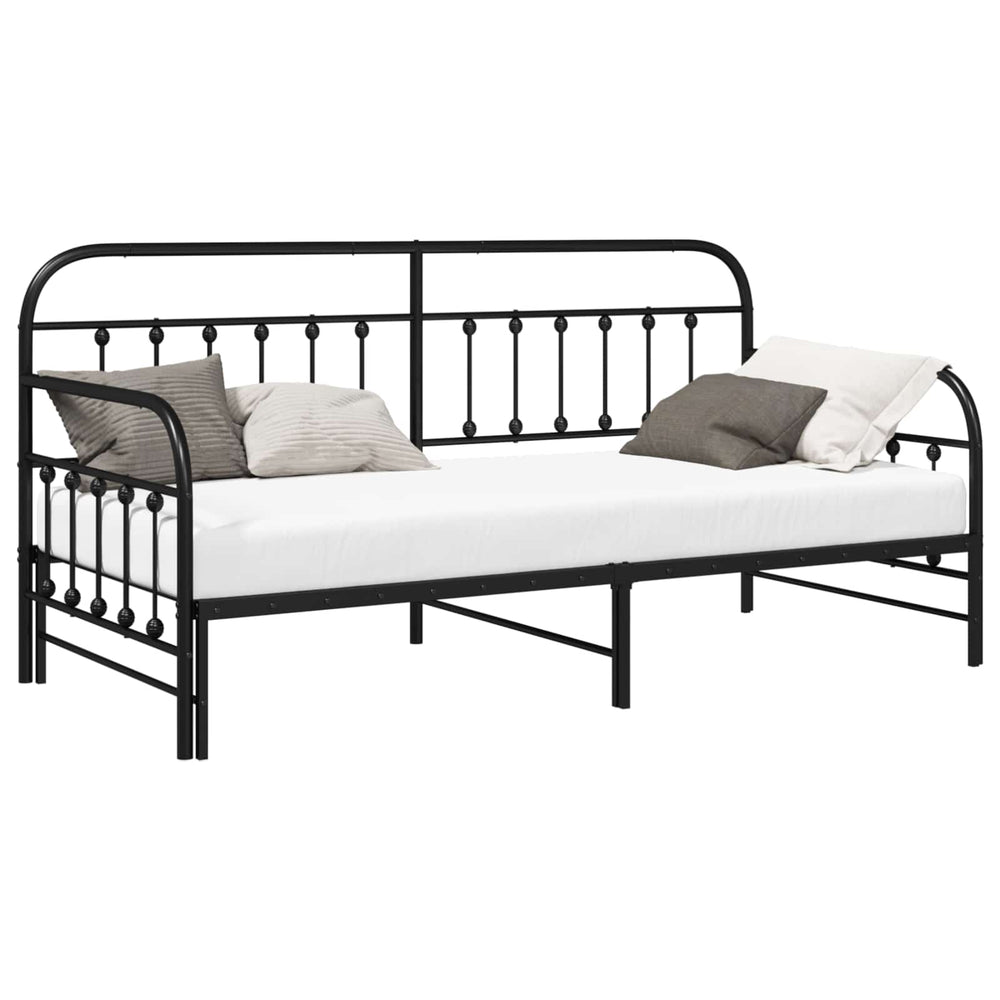 vidaXL Cadre de lit de repos noir 90 x 190 cm Acier poudré