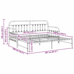 vidaXL Cadre de lit de repos blanc 90 x 200 cm en acier revêtu par poudre