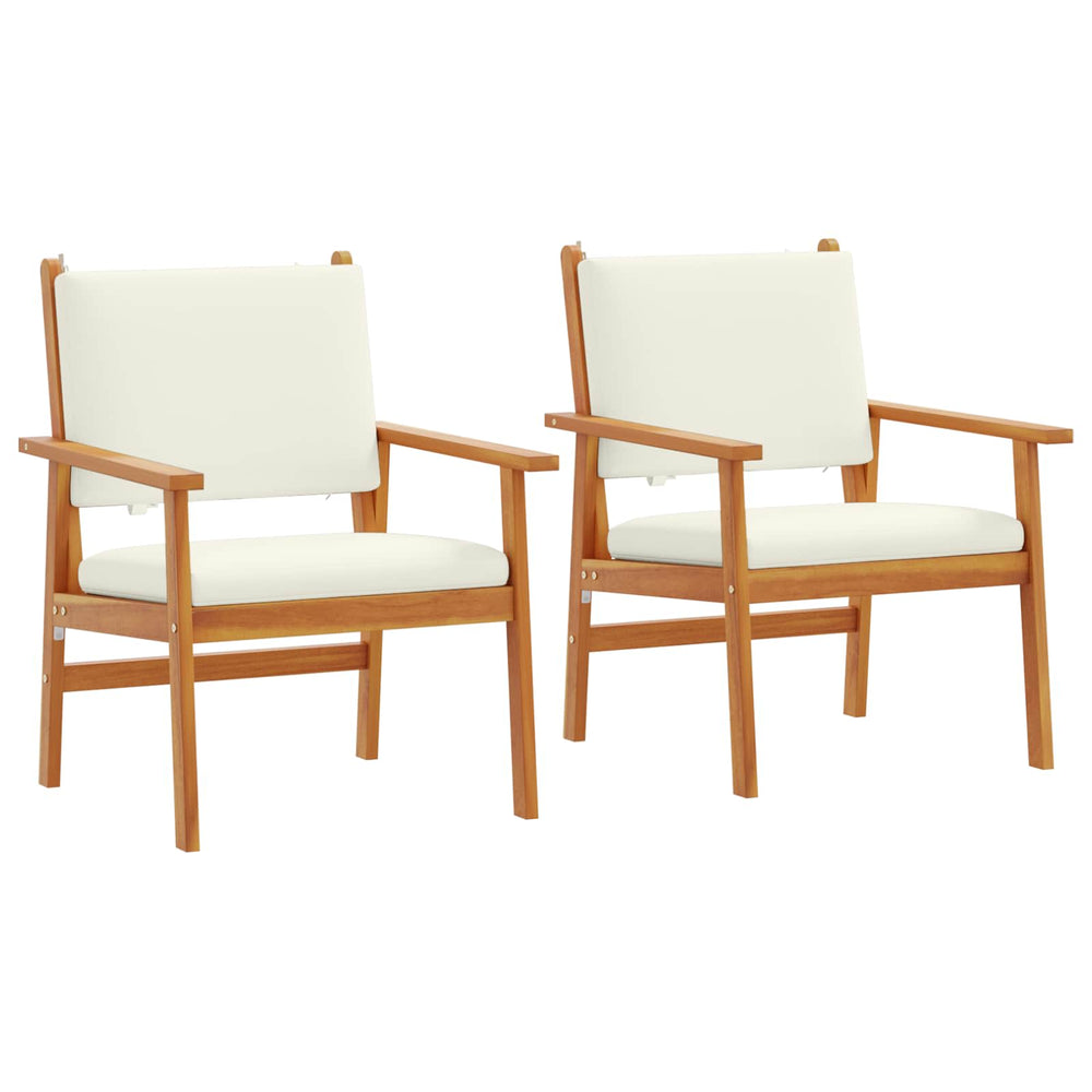 vidaXL Chaises de jardin avec coussins 2 pcs Crème Bois d'acacia massif