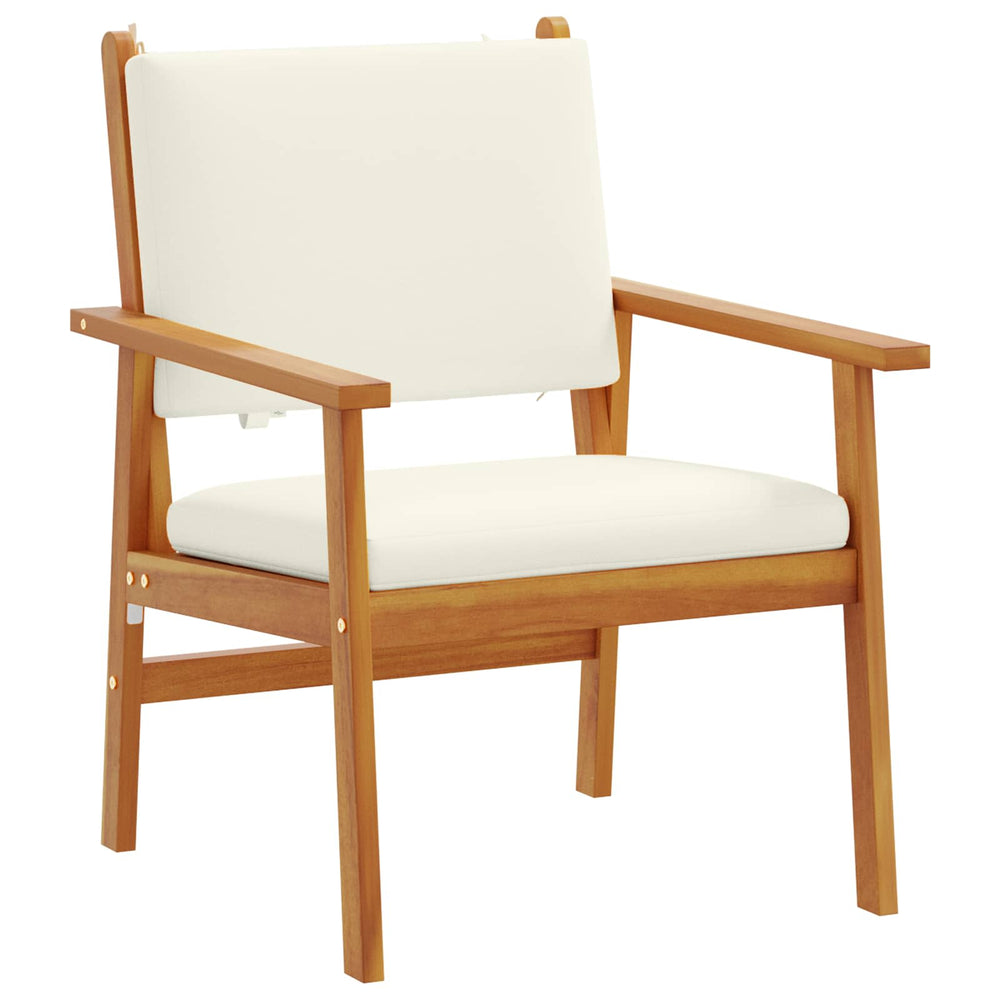 vidaXL Chaises de jardin avec coussins 2 pcs Crème Bois d'acacia massif
