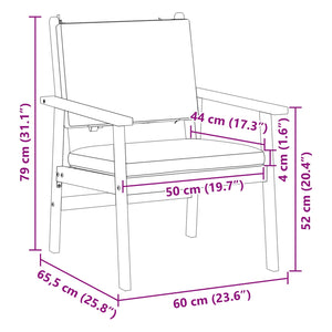 Gartenstühle mit Kissen, 2er-Set, Akazie