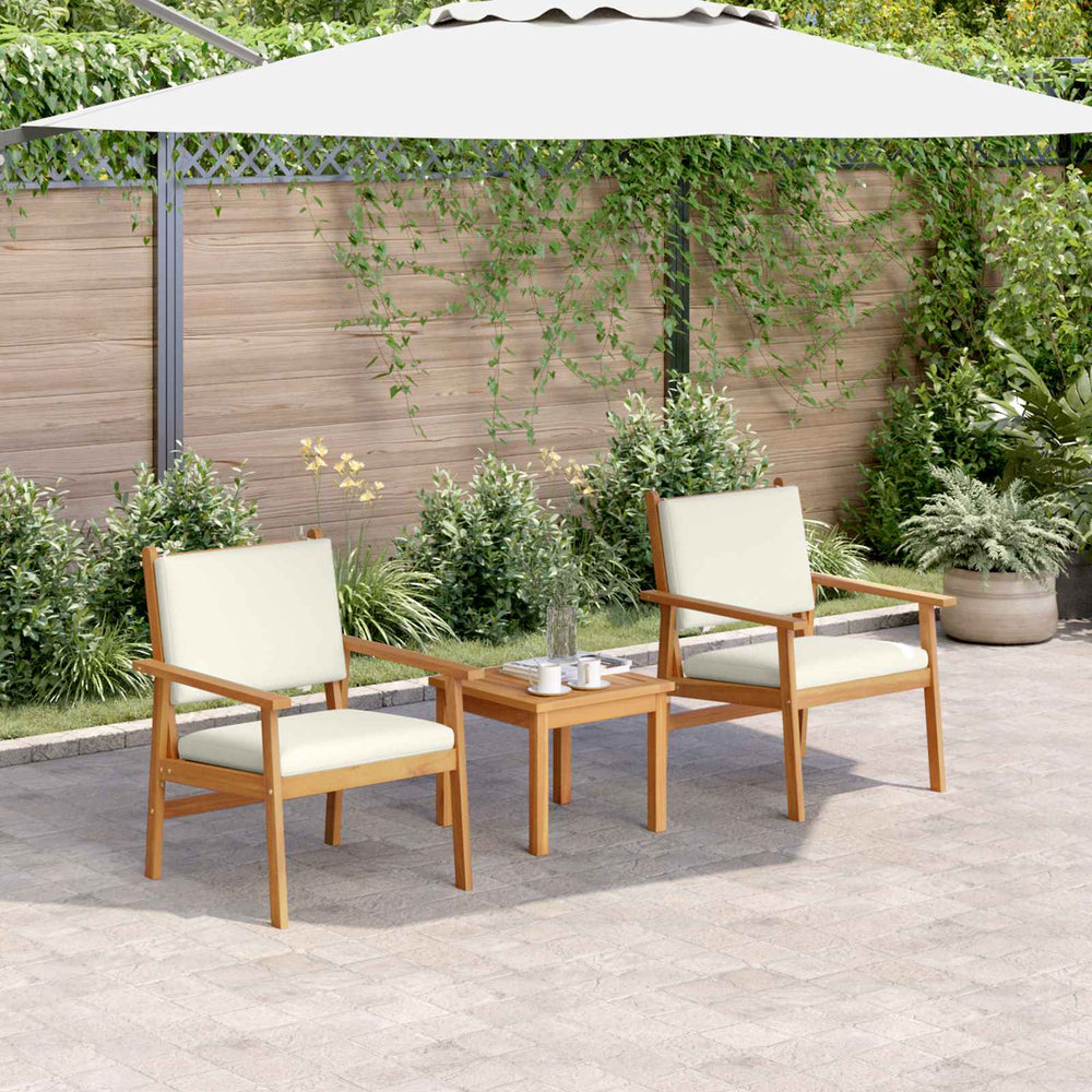 vidaXL Salon de jardin 3 pcs Crème Bois d'acacia massif