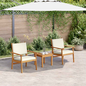 Gartensofa Set 3-teilig Cremeweiß Akazie Massivholz