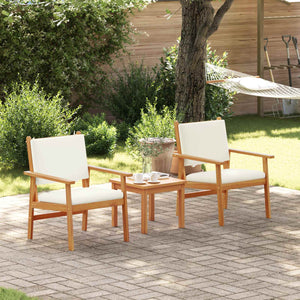 Gartensofa Set 3-teilig Cremeweiß Akazie Massivholz