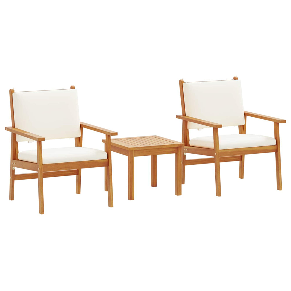 vidaXL Salon de jardin 3 pcs Crème Bois d'acacia massif