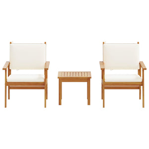 Gartensofa Set 3-teilig Cremeweiß Akazie Massivholz