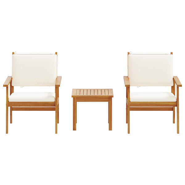 Gartensofa Set 3-teilig Cremeweiß Akazie Massivholz