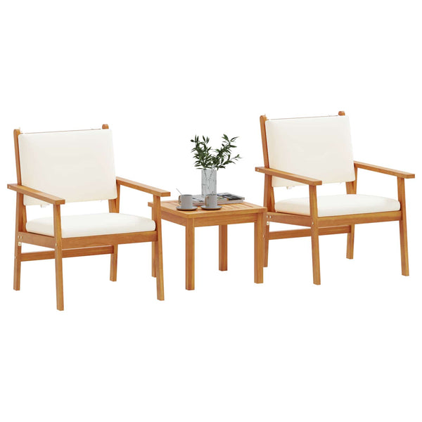 Gartensofa Set 3-teilig Cremeweiß Akazie Massivholz
