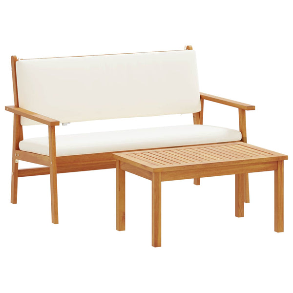 Gartensofa Set Cremeweiß Akazie 2-teilig
