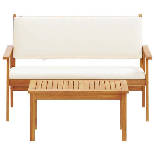 Gartensofa Set Cremeweiß Akazie 2-teilig