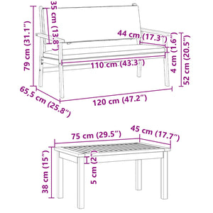 Gartensofa Set Akazie Anthrazit 2-teilig