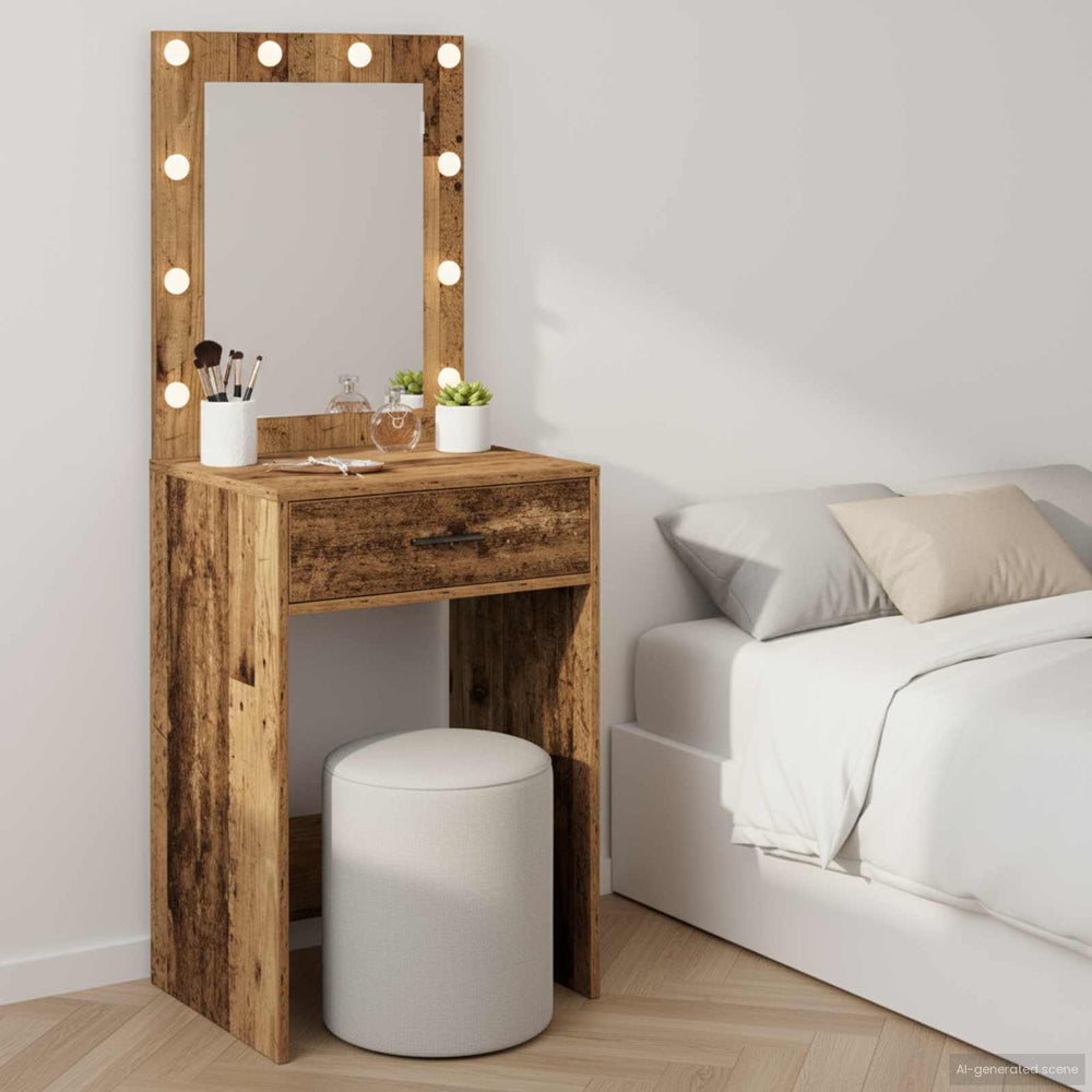 Schminktisch mit Spiegel Altholz 50x41x135cm