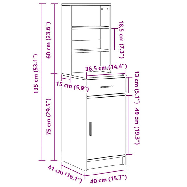 Highboard Artisan Eiche 41x40x135 cm