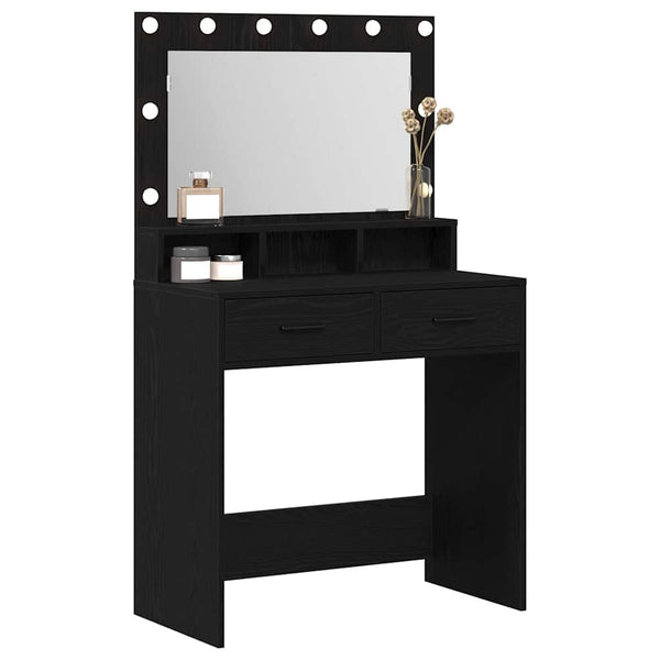 Schminktisch mit Regal, Schwarz Eiche