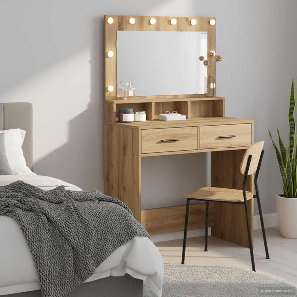 Schminktisch Artisan Eiche mit LED-Beleuchtung