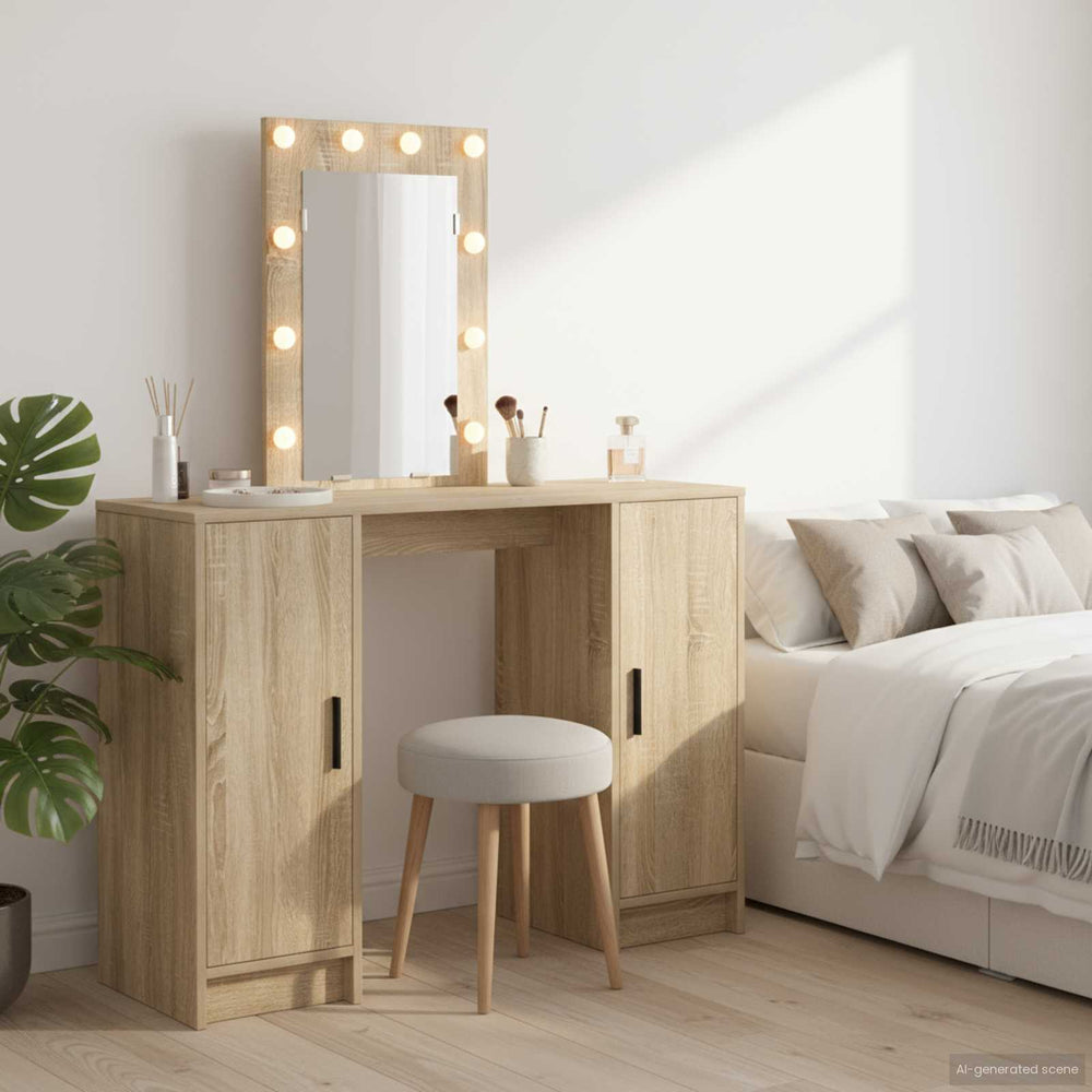 Schminktisch Braun mit Spiegel & LED