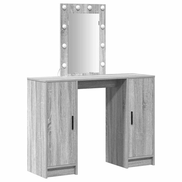 Schminktisch Grau mit Spiegel und LED
